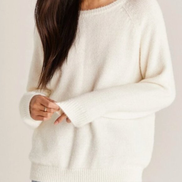 Z SUPPLY Alexa Eyelash Sweater in Vanilla Ice Neutral Lounge Soft - Size L - Picture 1 of 15